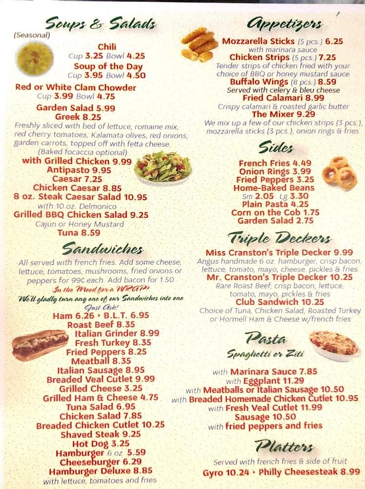 Miss Cranston Diner 2 & Grill Menu image 2